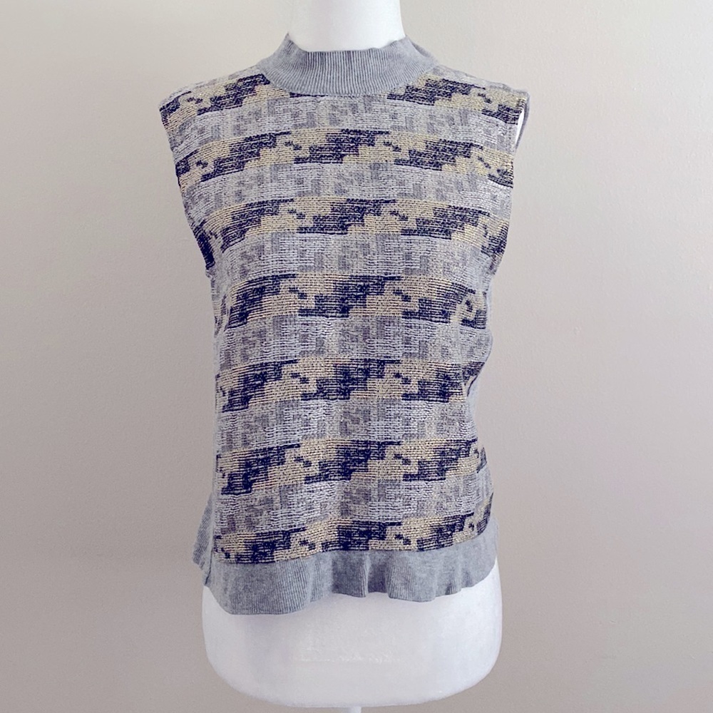 Zara metallic Jacquard mock neck sleeveless dress top